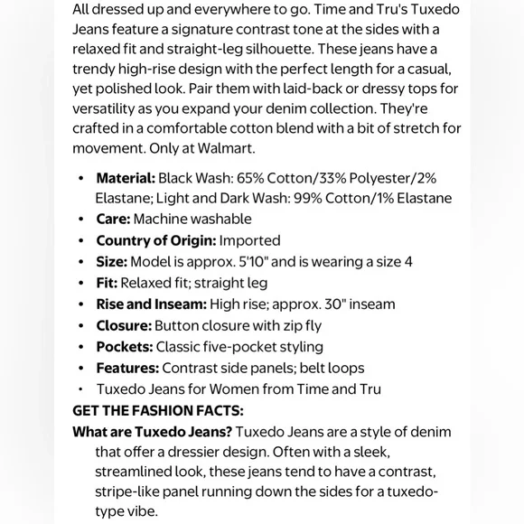 👖🌼2 for $45🌼👖 NWT Classic Relaxed fit Straight Leg Tuxedo Jeans in Dark Blue - Picture 6 of 10